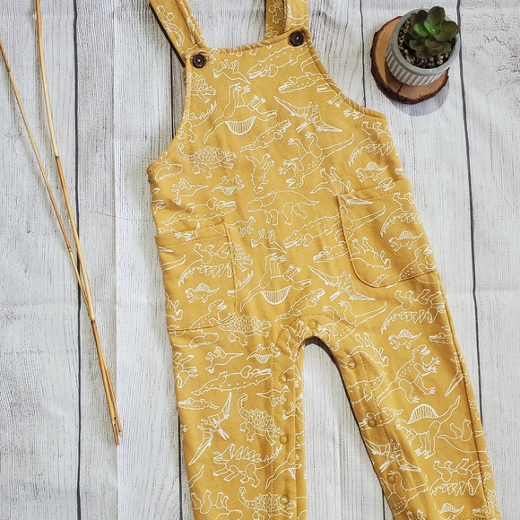 Little Lad Other - Little Lad 18 Month Mustard Yellow Jumper Romper Overall Jumpsuit Dinosaur